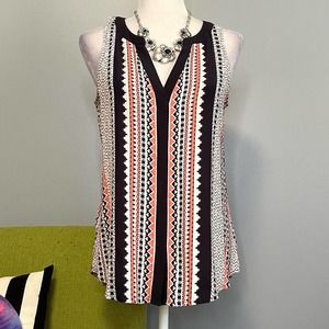 Sanctuary Black Pink White Boho Striped Sleeveless Top